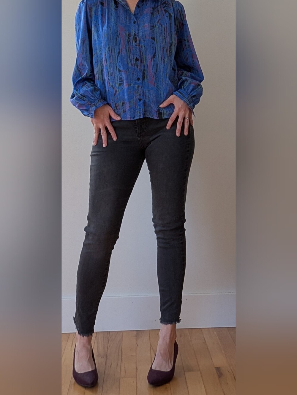 Elegant Blue and Purple Women's Blouse
